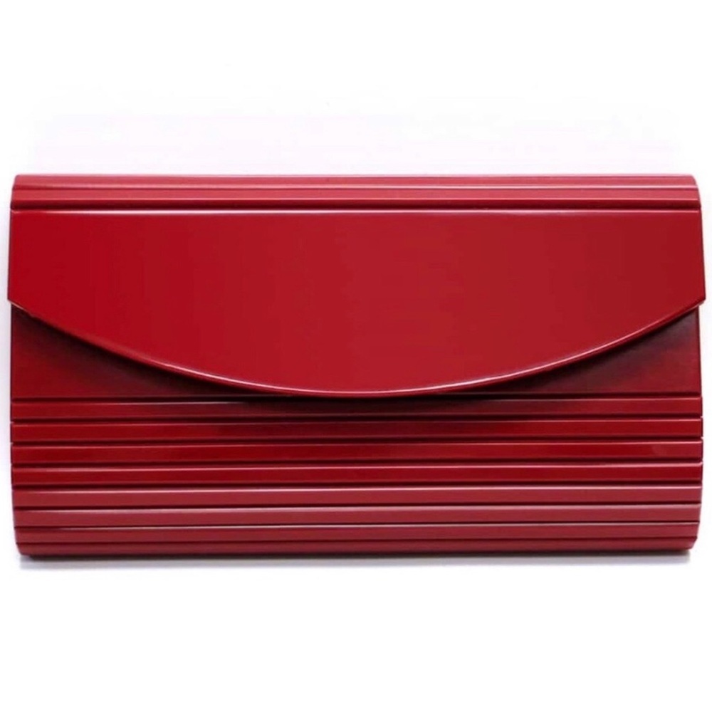 Red Lucite Resin Hard Clutch with Chain inside-boutique